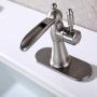 Mejor Solid Brass Single-Handle Waterfull Bathroom faucet,Lavatory faucet with 4 inches deck plate,CUPC water lines and Metal pop-up drain with overflow (Brushed Nickel)