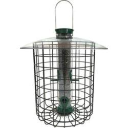 Droll Yankees Domed Cage Sunflower Seed Bird Feeder, 15 Inches, 4 Ports, Green