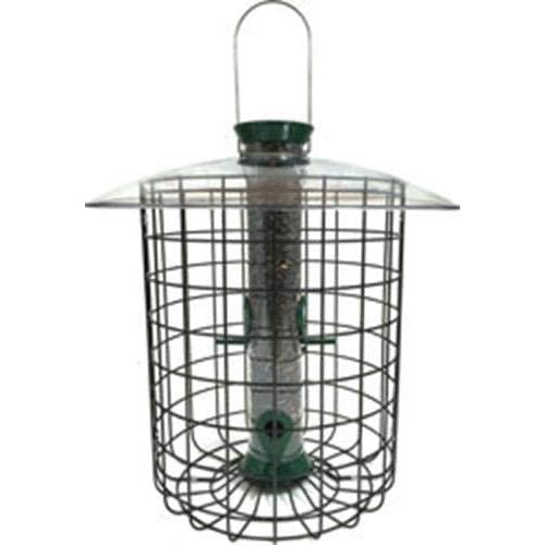 Droll Yankees Domed Cage Sunflower Seed Bird Feeder, 15 Inches, 4 Ports, Green