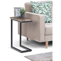 SIMPLIHOME Skyler Solid Mango Wood and Metal 18 inch wide Rectangle Industrial C Side Table in Beach Brown, Fully Assembled, for the Living Room and Bedroom