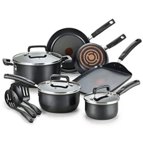 T-fal Signature Nonstick Dishwasher Safe Cookware Set, 12-Piece, Black T-fal Signature Nonstick Dishwasher Safe Cookware Set, 12-Piece, Black