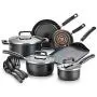 T-fal Signature Nonstick Dishwasher Safe Cookware Set, 12-Piece, Black T-fal Signature Nonstick Dishwasher Safe Cookware Set, 12-Piece, Black