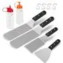 HaSteeL Griddle Accessories, 6-Piece Metal Spatula Set Stainless Steel with Riveted Handle for BBQ Flat Top Grill, Pancake Flipper/Griddle Scraper/Hamburger Turner - Dishwasher Safe HaSteeL Griddle Accessories, 6-Piece Metal Spatula Set Stainless Steel with Riveted Handle for BBQ Flat Top Grill, Pancake Flipper/Griddle Scraper/Hamburger Turner - Dishwasher Safe