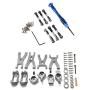 JVSISM 1 Set for Wltoys Upgrade Metal Adjustable Rods & 1 Set Upgrade Suspension Arm + Front/Rear Hub C Seat Parts Kit for Wltoys A959 A979 A959B A979B Rc Car Replacements,Grey