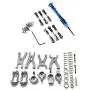 JVSISM 1 Set for Wltoys Upgrade Metal Adjustable Rods & 1 Set Upgrade Suspension Arm + Front/Rear Hub C Seat Parts Kit for Wltoys A959 A979 A959B A979B Rc Car Replacements,Grey