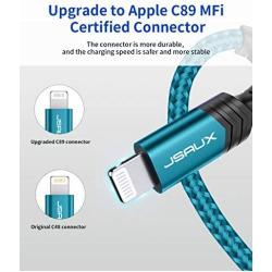 iPhone Charger Cable 6ft, JSAUX [ Apple MFi Certified] Lightning Cable Nylon Braided USB Fast Charging Cord Compatible with iPhone 11 Xs Max X XR 8 7 6s 6 Plus SE 5 5s, iPad, iPod - Green