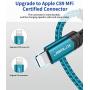 iPhone Charger Cable 6ft, JSAUX [ Apple MFi Certified] Lightning Cable Nylon Braided USB Fast Charging Cord Compatible with iPhone 11 Xs Max X XR 8 7 6s 6 Plus SE 5 5s, iPad, iPod - Green