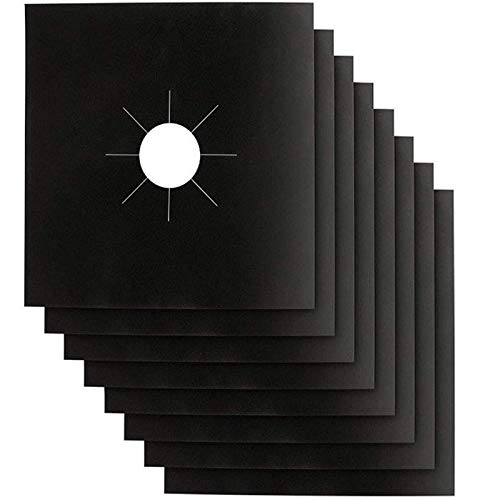 Stove Burner Covers - Gas Stove Protectors Black 0.2mm Double Thickness, Reusable, Non-Stick, Fast Clean Liners for Kitchen/Cooking. Size 10.6'' x 10.6'' BPA Free(8 Packs)