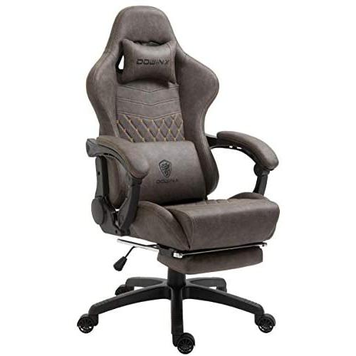 Dowinx Gaming Chair Office Chair PC Chair with Massage Lumbar Support, Vantage Style PU Leather High Back Adjustable Swivel Task Chair with Footrest (Brown)