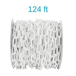 Houseables Plastic Chain, Safety Barrier, 124 Foot, 2'' Links, Light Weight, UV Protected, Accessory for Crowd Control, Queue Line, Decoration, Chains Link Fence (White)