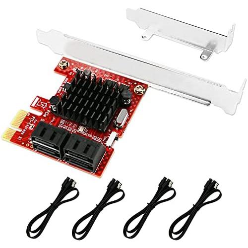 LTERIVER PCIE to 4-Ports Serial ATA/SATA 3.0 Host Controller Card for Windows Server, XP,7,8.0,8.1,10(32/64) Systems-4X 6Gbps Max SATA 3.0 None Raid Ports-Support AHCI and IDE Boot Up (PCE-G2S4)