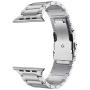 LDFAS Compatible for Apple Watch Band 44mm 42mm, Sport Stainless Steel Metal Strap with Safety Buckle for iWatch Bands Compatible for Apple Watch SE, Apple Watch Series 6/5/4/3 Smartwatch, Silver