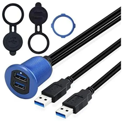 Kework Metal Dual USB 3.0 Ports Mount with Light, 3.3ft 2 Ports USB Male to 2 Ports Female Flush Mount Panel Mount Extension AUX Cable for Car Truck Boat Motorcycle Dashboard (Blue & 3.3ft) Kework Metal Dual USB 3.0 Ports Mount with Light, 3.3ft 2 Ports USB Male to 2 Ports Female Flush Mount Panel Mount Extension AUX Cable for Car Truck Boat Motorcycle Dashboard (Blue & 3.3ft)