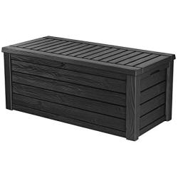 Keter Westwood 150 Gallon Resin Large Deck Box-Organization and Storage for Patio Furniture, Outdoor Cushions, Garden Tools and Pool Toys, Dark Grey