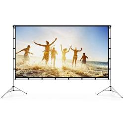 Vamvo Outdoor Indoor Projector Screen with Stand Foldable Portable Movie Screen 120 Inch (16:9) Full-Set Bag for Home Theater Camping and Recreational Events (120inch)