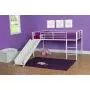 DHP Junior Twin Metal Loft Bed with Slide, Multifunctional Design, White with White Slide DHP Junior Twin Metal Loft Bed with Slide, Multifunctional Design, White with White Slide