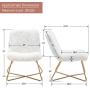 Duhome Faux Fur Upholstered Living Room Chair Accent Chair Modern Desk Chair with Gold Legs White