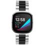 DAIKA Metal Bands Compatible with Fitbit Sense/Versa 3, Solid Stainless Steel Strap Replacement Wristband Business Bracelet Accessories with Metal Buckle Clasp for Sense/Versa 3 Smartwatch