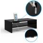 Monitor Stand Riser, 2 Tiers Wood Monitor Riser Stand with Storage Organizer, Desktop Ergonomic Monitor Stand Riser with Cellphone Holder and Cable Management, 16.7 Inch Shelf, Black
