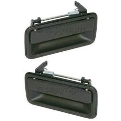 Exterior Door Handles compatible with Set of 2 Rear Left and Right Side Metal Black