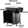 HOMCOM Wood Stainless Steel Multi- Storage Rolling Kitchen Island Utility Cart with Wheels - Black