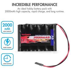 Tenergy 2 Pack NiMH Receiver RX Battery with Hitec Connectors 6V 2000mAh High Capacity Rechargeable Battery Pack for RC Airplanes/RC Aircrafts and More