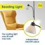 Adjustable Black Floor Lamp with Reading Light by Light Accents - Susan Modern Standing Lamp for Living Room/Office Lamp 72'' Tall - 150-watt with Side Reading Light Corner Lamp (Black) Adjustable Black Floor Lamp with Reading Light by Light Accents - Susan Modern Standing Lamp for Living Room/Office Lamp 72'' Tall - 150-watt with Side Reading Light Corner Lamp (Black)