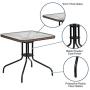 Flash Furniture 28 Square Tempered Glass Metal Table with Dark Brown Rattan Edging