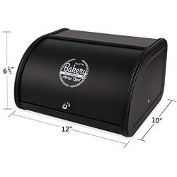 X458 Black Metal Bread Box/Bin/kitchen Storage Containers with Roll Top Lid (Black)