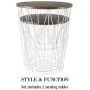 Lavish Home Convertible Round Metal Basket Veneer Wood Top Accent Side Home and Office Nesting End Tables with Storage- (Set of 2), White Lavish Home Convertible Round Metal Basket Veneer Wood Top Accent Side Home and Office Nesting End Tables with Storage- (Set of 2), White