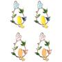 4 Pieces Metal Enamel Flower Leaves Branch Birds Connector DIY Bracelet Necklace Pendants Charms Findings for Jewelry Making DIY Craft