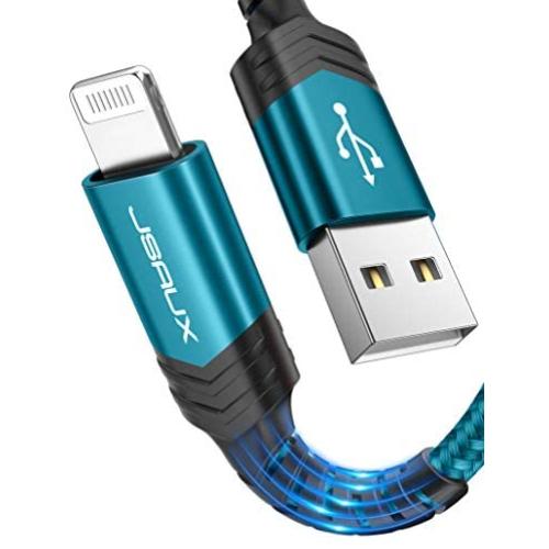 iPhone Charger Cable 6ft, JSAUX [ Apple MFi Certified] Lightning Cable Nylon Braided USB Fast Charging Cord Compatible with iPhone 11 Xs Max X XR 8 7 6s 6 Plus SE 5 5s, iPad, iPod - Green