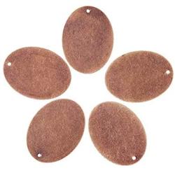 Beadthoven 5-Piece 40x30mm Oval Shaped Metal Tags Red Copper Color Brass Blank Stamping Blank Pendants Handmade Crafting Tag Accessories Supplies Personalized Custome