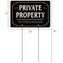 HISVISION Private Property No Trespassing Sign with Metal Stakes, 12'' x 8'' Heavy Duty Aluminum Reflective No Trespassing Sign for Lawn House Yard