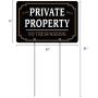 HISVISION Private Property No Trespassing Sign with Metal Stakes, 12'' x 8'' Heavy Duty Aluminum Reflective No Trespassing Sign for Lawn House Yard