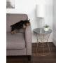 Kate and Laurel Mendel Round Metal End Table, Gray Top with Rose Gold Base