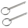 2 Pack Quick Release Pin, Diameter 1/4''(6.3mm), Total Length 3''(76mm), Effective Length 2.4''(61mm), Full 316 Stainless Steel, Bimini Top Pin, Marine Hardware