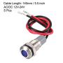 uxcell Signal Indicator Light AC/DC 12V-24V 8mm Blue LED Metal Shell 5pcs