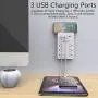 Multi Plug Outlet, Surge Protector, POWLIGHT USB Wall Charger with 3 USB Ports(Smart 3.4A Total), 6-Outlet Extender and Top Phone Holder for Your Cell Phone, White, ETL Listed