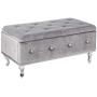 Kings Brand Furniture Gray Velvet Tufted Design Upholstered Storage Bench Ottoman Kings Brand Furniture Gray Velvet Tufted Design Upholstered Storage Bench Ottoman