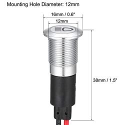 uxcell Pilot Dashboard Light DC 12V 12mm Red LED Signal Indicator Light Metal Shell with Symbol (High Beam)