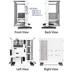 Thermaltake Core P3 ATX Tempered Glass Gaming Computer Case Chassis, Open Frame Panoramic Viewing, White Edition, CA-1G4-00M6WN-05,Snow