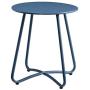 HollyHOME Small Round Patio Metal Side Snack Table, Accent Anti-Rust Steel Coffee Table for Garden, Modern Weatherproof Outdoor End Table, (H) 17.55'' x(D) 15.60'', Navy Blue