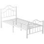 mecor Twin Curved Metal Bed Frame / Mattress Foundation/Platform Bed for Kids Girls Boys with Steel Headboard Footboard,No Box Spring Needed,White/Twin Size