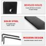 Black Shelf Brackets 12 Inch Heavy Duty Metal Shelf Supports Holders, Rustic Decorative Iron L Angle Brackets for Shelves Wall Mounted (6 Pack)