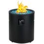 BALI OUTDOORS Gas Fire Pit Propane Fire Column, 23 Inch Cylinder Firepit, 50,000BTU Round Fire pits, Patio Fire Place W/ 22lb Blue Fire Glass, Black