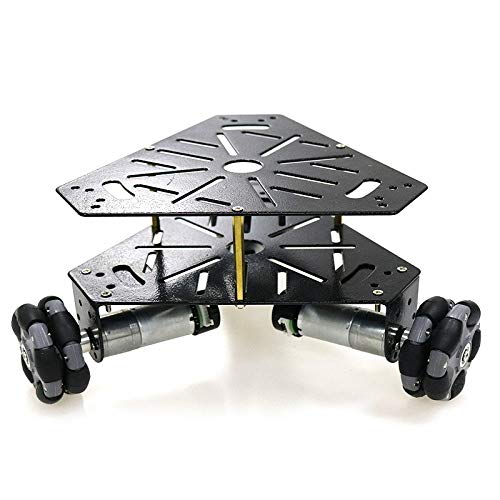 2021 SZDoit Premium Omni Wheel Metal Robot Car Chassis for Arduino/Raspberry pi, ROS Robot Platform with 3 DC High Torque Encoder Motor and 58mm Omnidirectional Wheel, DIY RC Toy Kit