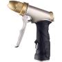 HOMY Garden Hose Nozzle, Heavy Duty Metal in Zinc Alloy Body with Full Brass Nozzle & ABS Plastic with Rubber Coating,4 Watering Patterns High Pressure-Best for Watering Plants,Car Washing,Pets Shower