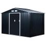 Outsunny 9 x 6 Metal Garden Shed Utility Tool Storage, Outdoor House for Backyard and Garden, Dark Grey