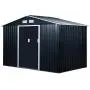 Outsunny 9 x 6 Metal Garden Shed Utility Tool Storage, Outdoor House for Backyard and Garden, Dark Grey